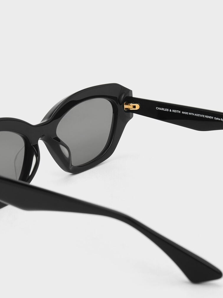 Onyx Recycled Acetate Cat-Eye Sunglasses, Black, hi-res