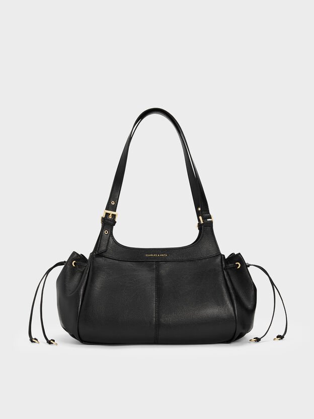 Lillith Drawstring Tote Bag, Black, hi-res