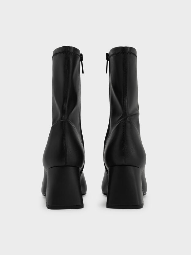 Jully Metallic Trapeze Heel Ankle Boots, Black, hi-res