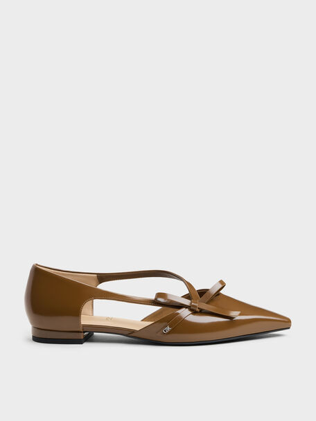 Anastasia Leather D'Orsay Flats, Brown, hi-res