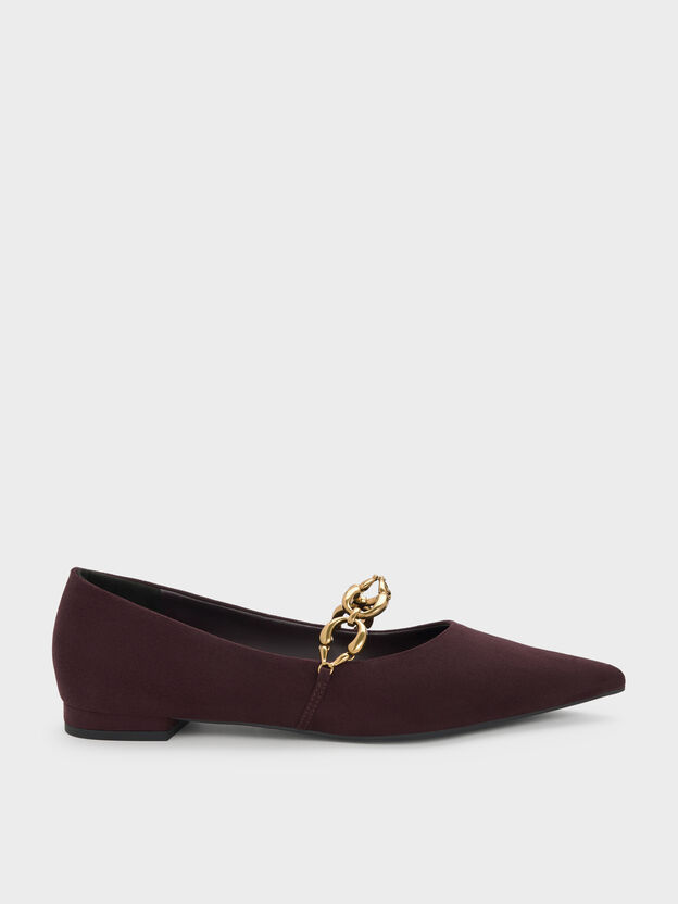 Faux Suede Metallic-Accent Ballet Flats, Burgundy, hi-res