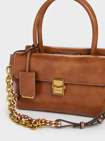 Acelynn Rope-Chain Tote Bag, Distressed Tan, hi-res