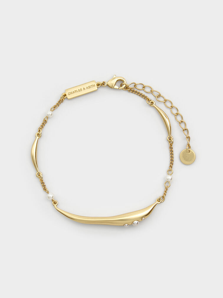 Corrine Pearl Sculptural Bracelet, Brush Gold, hi-res