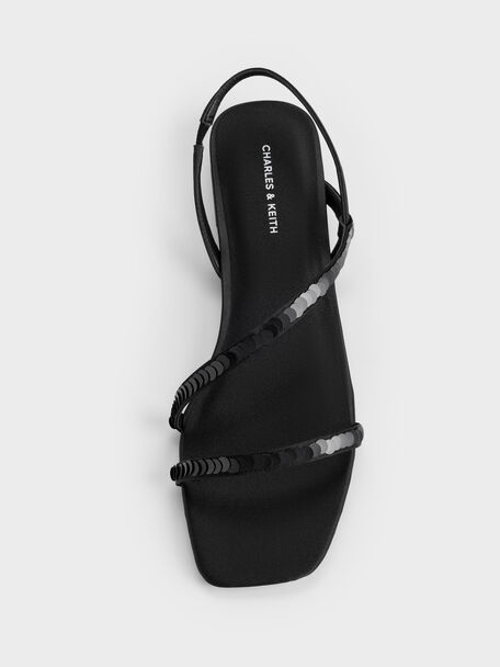 Briella Sequinned Strappy Sandals, Black Textured, hi-res