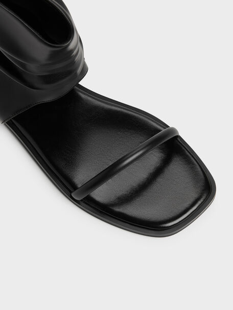 Joplin Ruched Boot Sandals, Black, hi-res