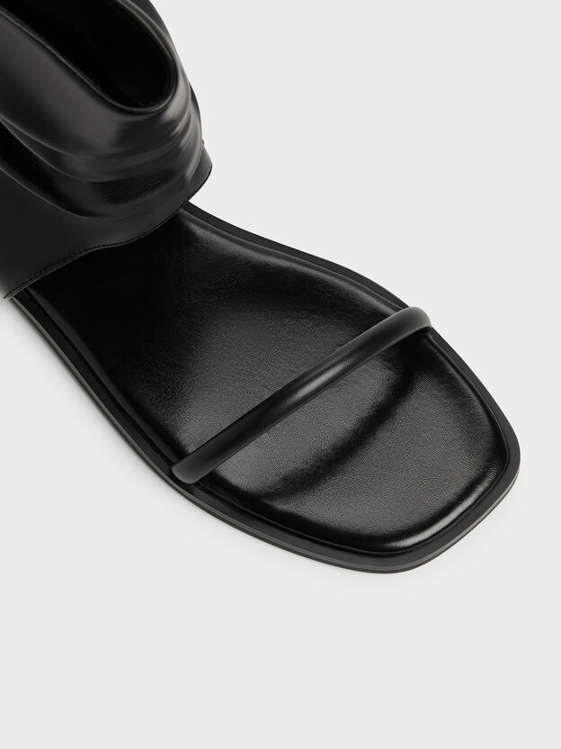 Joplin Ruched Boot Sandals, Black, hi-res