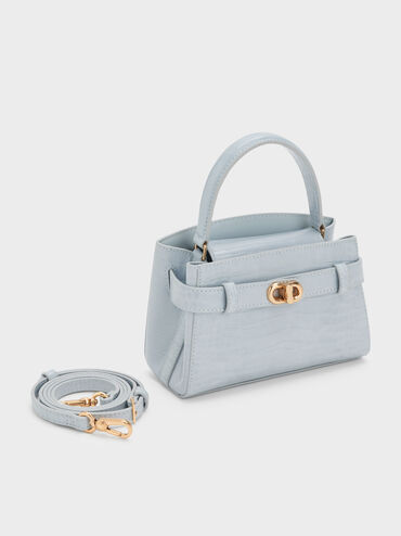 Aubrielle Croc-Effect Top Handle Bag, Sea Salt Blue, hi-res