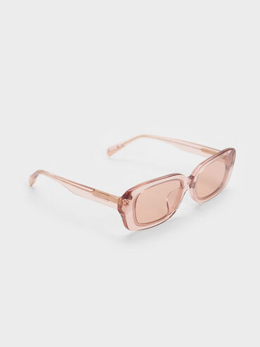 Aubrey Rectangular Sunglasses, Pink, hi-res