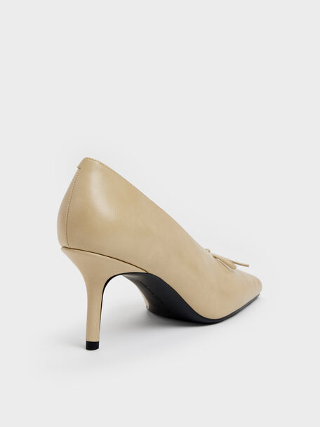 Contrast-Panel Bow Pumps, Taupe, hi-res