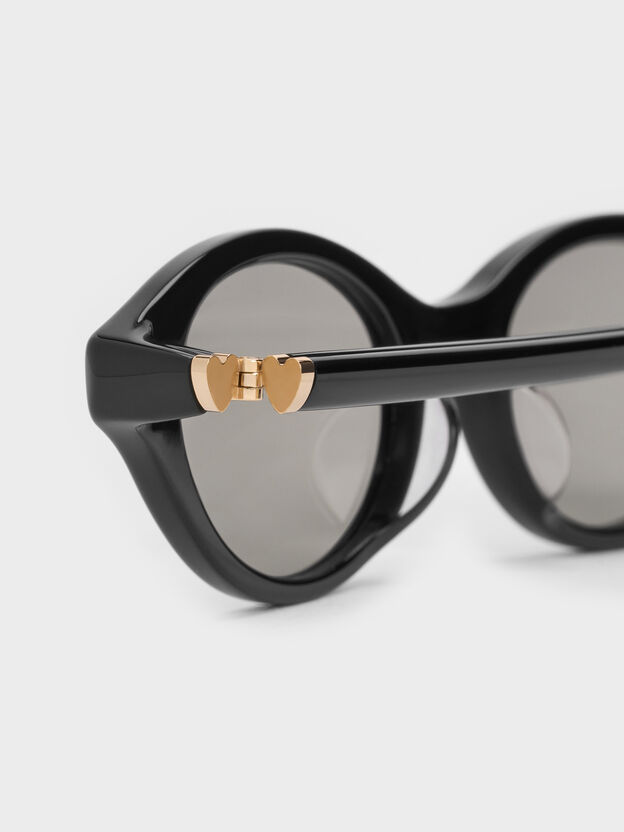 Pecola Oval Sunglasses, Black, hi-res