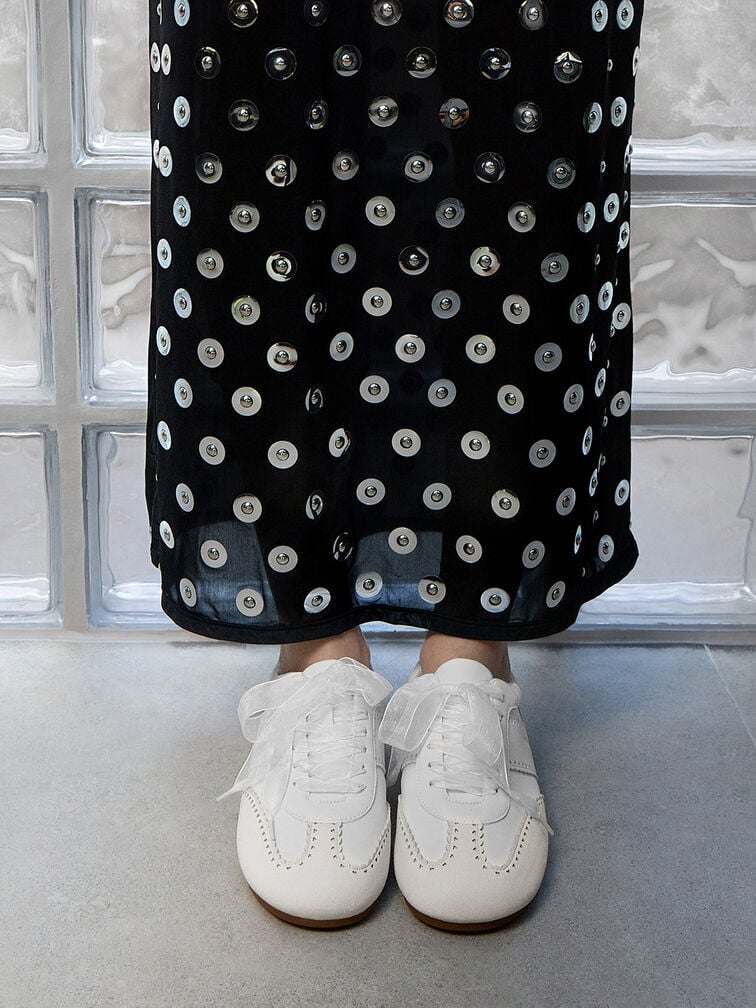 Cece Heart-Motif Sheer-Lace Sneakers, White Cece Heart-Motif Sheer-Lace Sneakers, White, hi-res