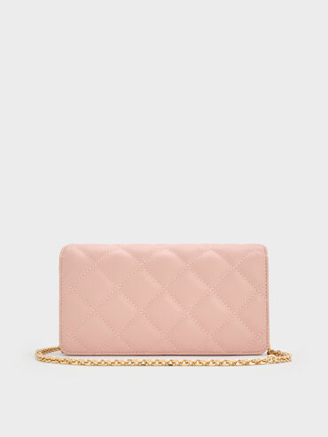 Arrietty Quilted Wallet On Chain, Light Pink, hi-res