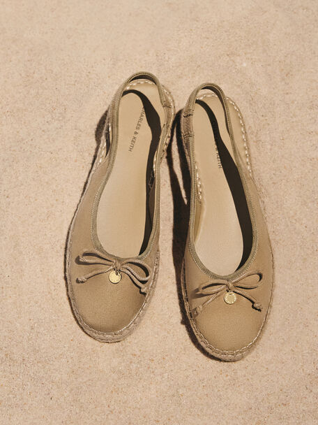 Faux Suede Bow Slingback Espadrilles, Sand, hi-res