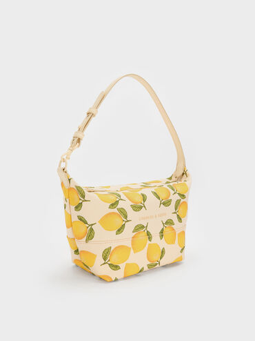 Amity Canvas Lemon-Print Hobo Bag, Butter Yellow, hi-res
