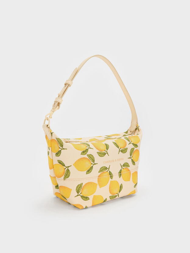 Amity Canvas Lemon-Print Hobo Bag, Butter Yellow, hi-res