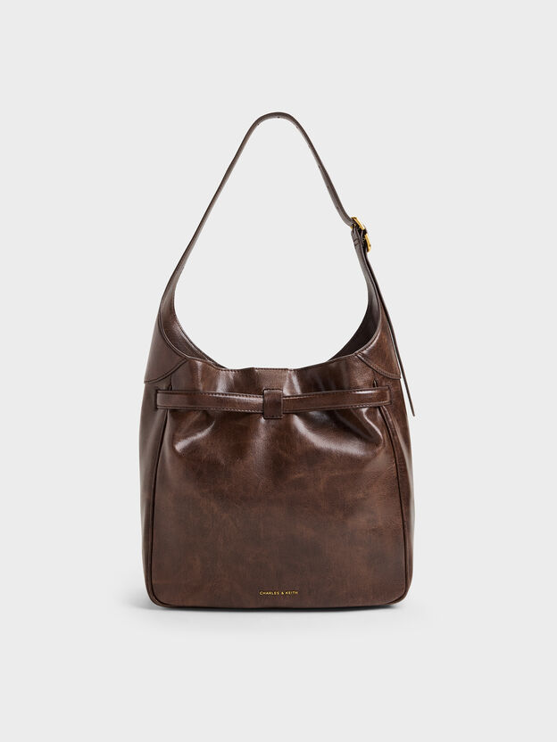 Victoria Belted Hobo Bag, Distressed Coffee, hi-res