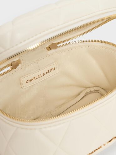 Arwen Quilted Top Handle Vanity Bag, Cream, hi-res