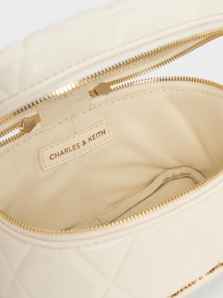 Arwen Quilted Top Handle Vanity Bag, Cream, hi-res