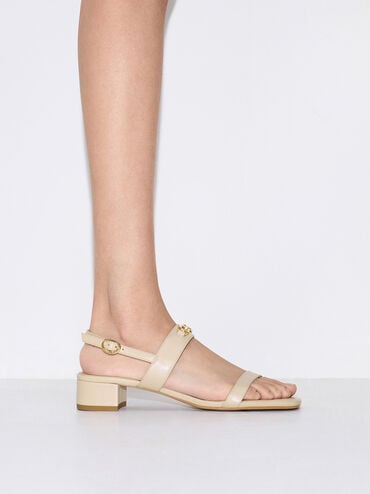 Trifina Metallic-Accent Slingback Sandals, Taupe, hi-res
