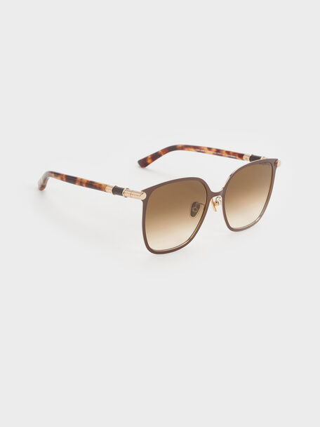 Ophelia Square Sunglasses, Brown, hi-res