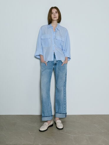 Braided-Chain Metallic-Accent Loafers, Chalk, hi-res