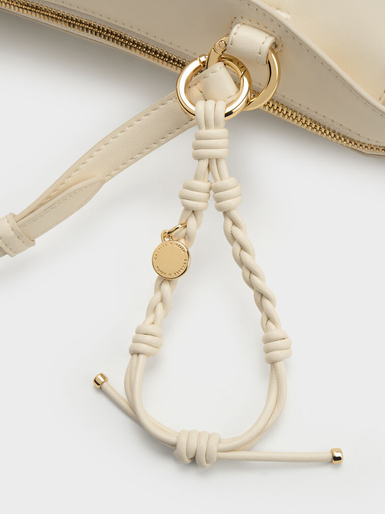 Haylen Braided-Charm Tote Bag, Cream, hi-res