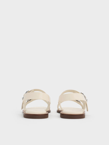 Double-Strap Slingback Sandals, Cream, hi-res