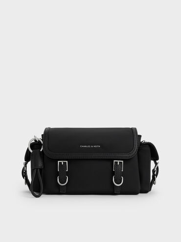 Levy Nylon Buckled Crossbody Bag, Noir, hi-res