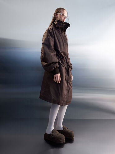 Loren Textured Flatform Mules, Dark Brown, hi-res