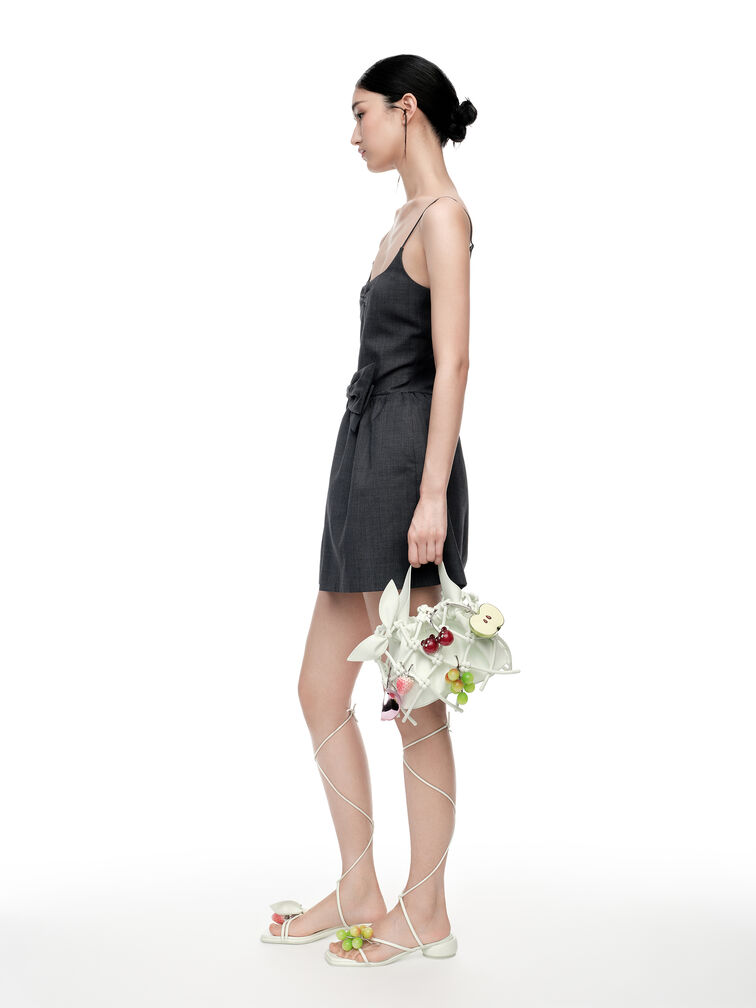 Strappy Tie-Around Sandals & Fruit Charms Set, Mint Sorbet, hi-res