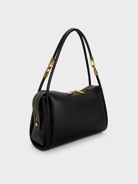 Lyla Tubular Slouchy Shoulder Bag, Black, hi-res