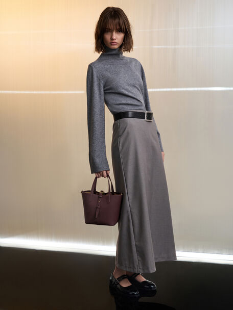 Mini Beryl Belted Bucket Bag, Wineberry Red, hi-res