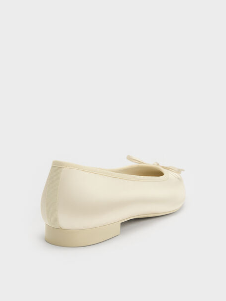 Briella Satin Cap-Toe Flats, Cream, hi-res
