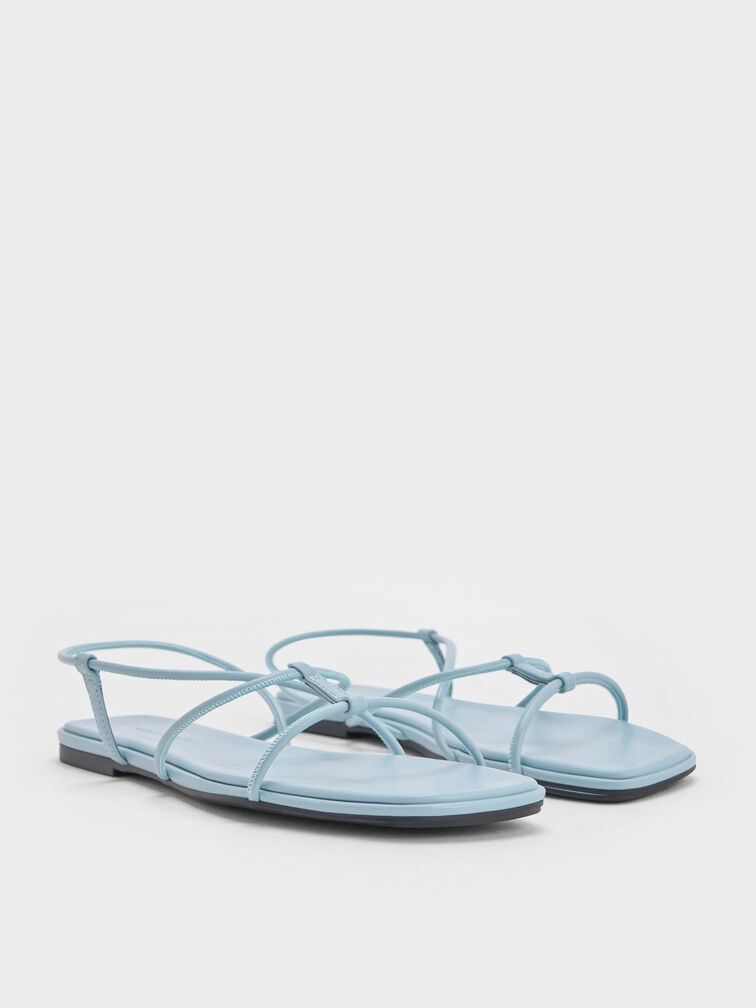 Square-Toe Strappy Sandals, Light Blue, hi-res