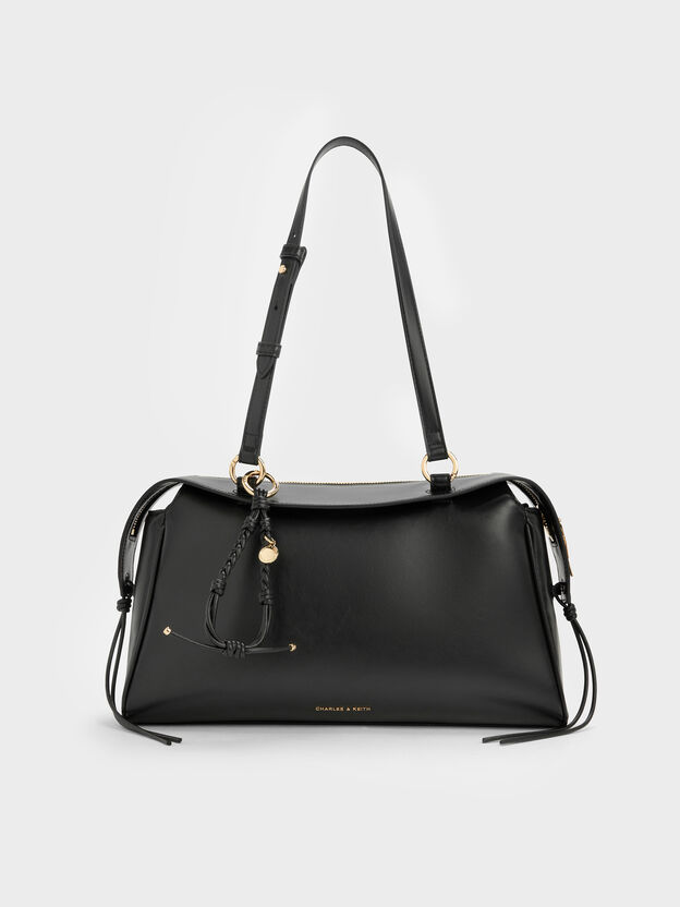 Haylen Braided-Charm Tote Bag, Black, hi-res