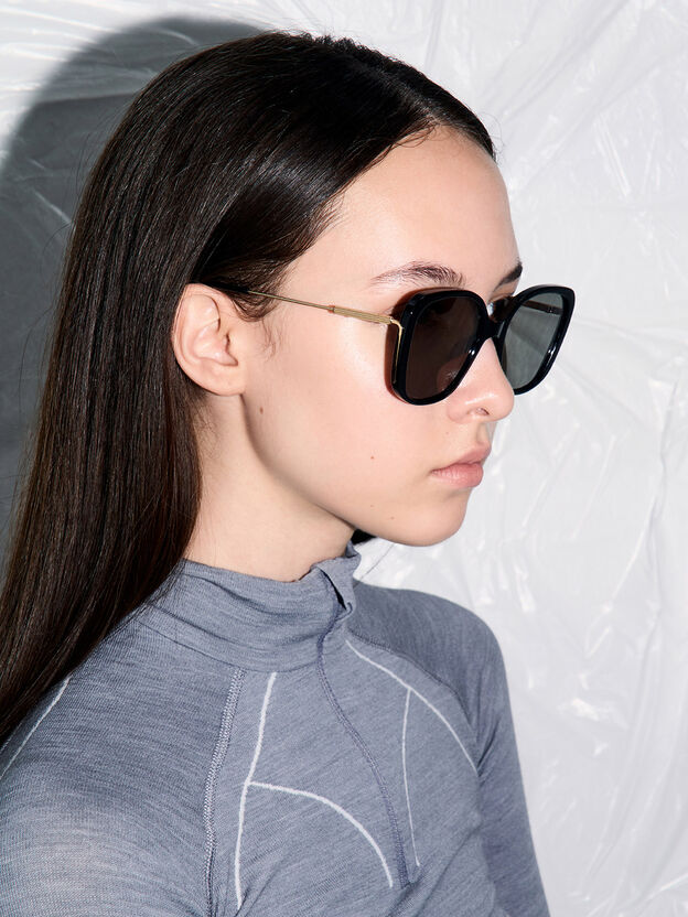 Renee Butterfly Sunglasses, Black, hi-res