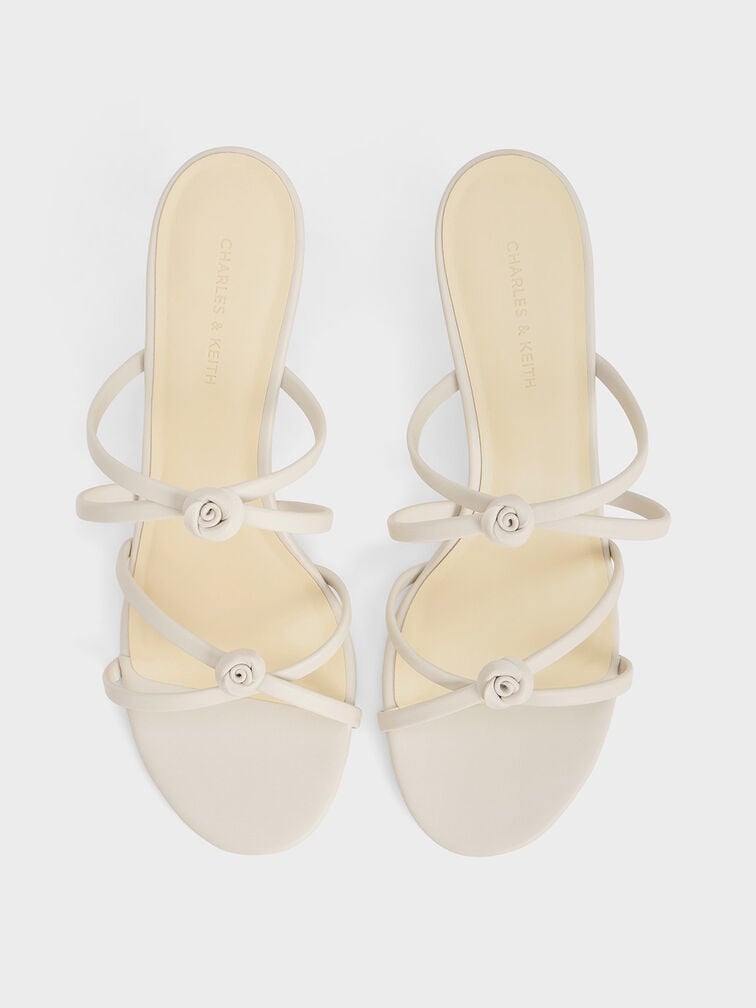 Rose Strappy Slant-Heel Mules, Butter, hi-res