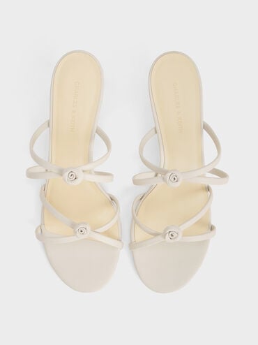 Rose Strappy Slant-Heel Mules, Butter, hi-res