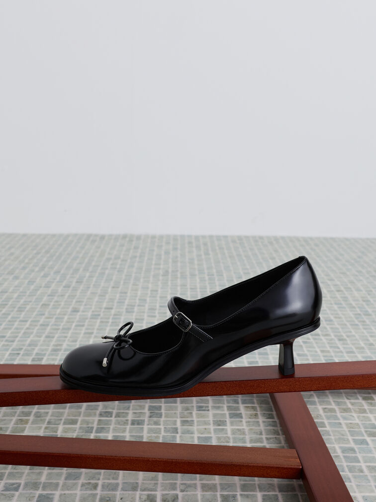 Wendy Bow Kitten-Heel Mary Jane Pumps, Black Box, hi-res