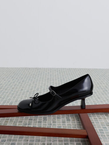 Wendy Bow Kitten-Heel Mary Jane Pumps, Black Box, hi-res
