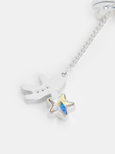 Athalia Gingerbread-Fairy Crystal-Star Drop Earrings, Silver, hi-res