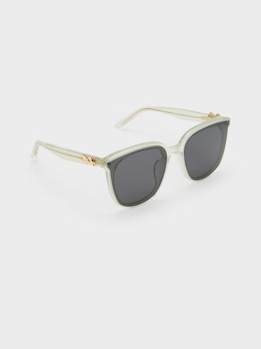Paige Bow Square Sunglasses, Mint Green, hi-res