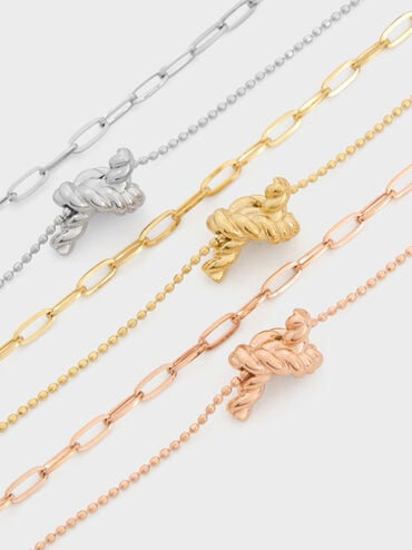 Sable Rope-Knot Double-Chain Necklace, Rose Gold, hi-res