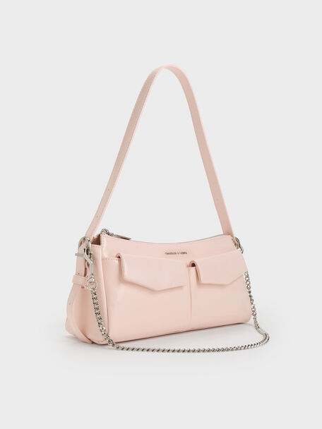 Rachel Front-Pocket Chain Shoulder Bag, Soft Pink, hi-res