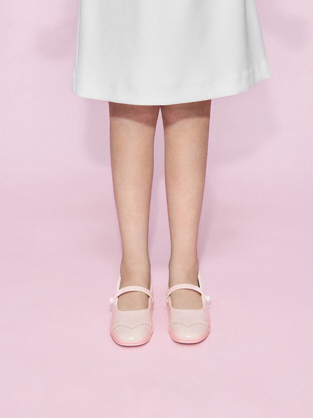 Marianne Girls' Heart Mary Jane Flats, Light Pink, hi-res