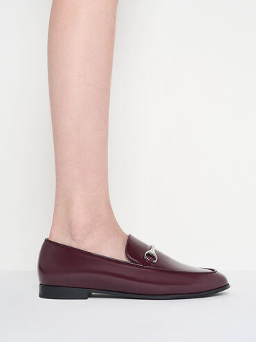 Leslie Metallic-Accent Loafers, Burgundy, hi-res