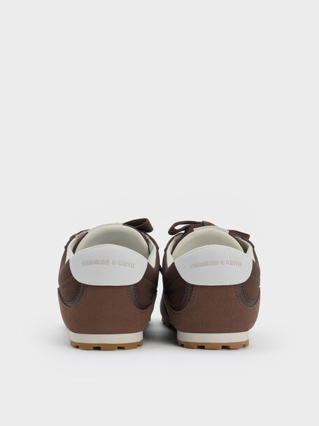 Nylon Contrast-Panel Sneakers, Dark Brown Textured, hi-res