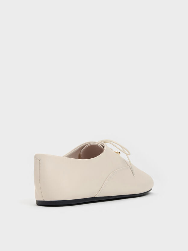 Pippa Leather Derby Flats, Chalk, hi-res