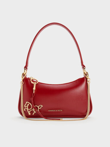Elspeth Horse-Motif Shoulder Bag, Tomato Red, hi-res