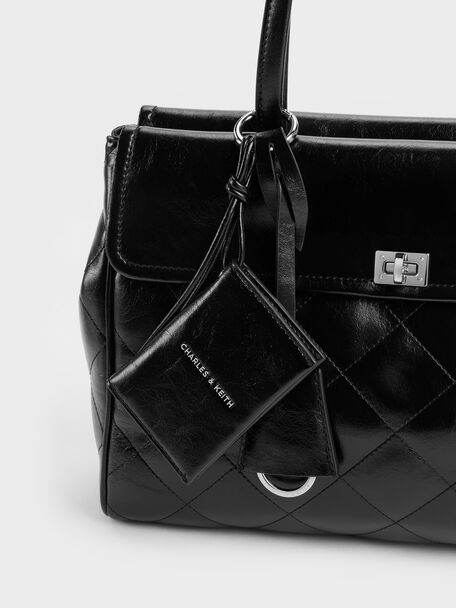 XL Apfra Quilted Tote Bag, Noir, hi-res